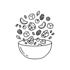 Hand Drawn Oatmeal Bowl Sketch Vector Illustration Isolated on White