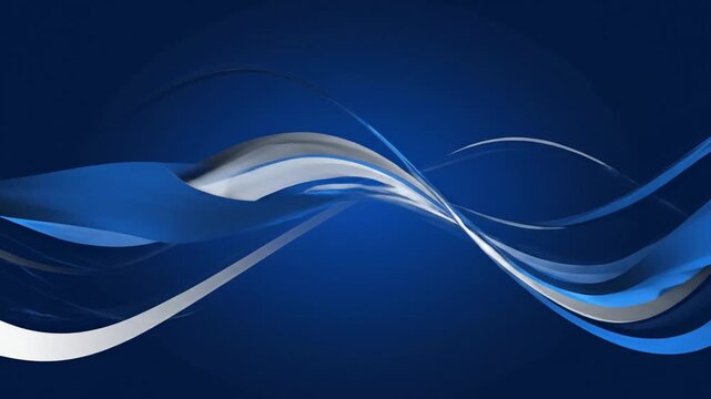 Abstract Blue and Silver Waves Flowing Seamlessly on a Dark Background