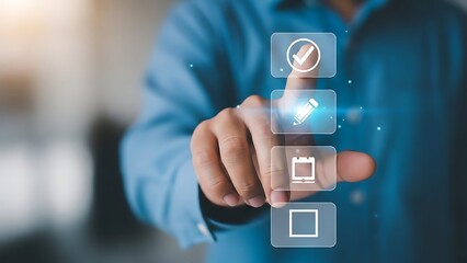 Businessman interacting with virtual interface