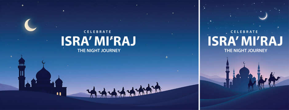 Gradient background islamic isra miraj for poster, flyer, social media template design