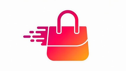 Vibrant shopping bag with dynamic speed lines indicating fast delivery