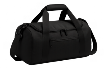 Black duffel gym bag with clear background