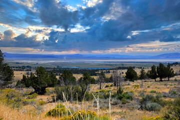Dramatic Sky Over Dry Summer Lake in Central Oreon