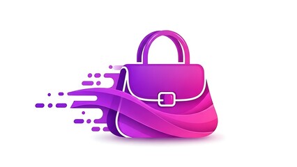 Vibrant pink and purple gradient handbag with dynamic design elements