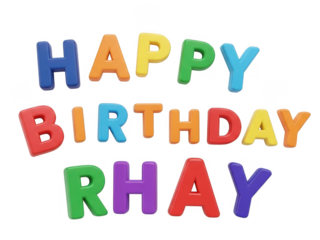 Happy birthday rhay isolated on transparent background