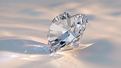 Faceted heart diamond rotating on its axis casting light reflections. Sparkling gemstone with captivating shadows. Luxury jewelry and precious stone concept. - Powered by Adobe
