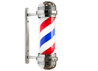 Vintage barber pole lamp on wall bracket isolated on transparent background