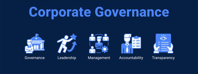 Corporate Governance web banner icon vector illustration concept for  with icon of Governance, Leadership.