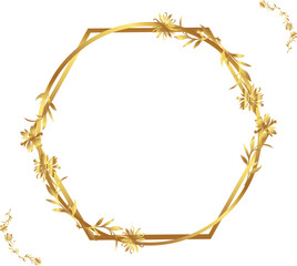 Flower circle Hexagon Frame Vector