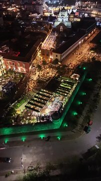 Baluarte de San Francisco Javier, Cartagena de Indias: Vista A&eacute;rea de Murallas y Centro Hist&oacute;rico | Aerial View of the Bastion, Historic Walls and Colonial City in Colombia.