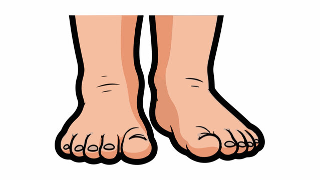 A cartoon image of a pair of bare human feet with visible toes and toe nails