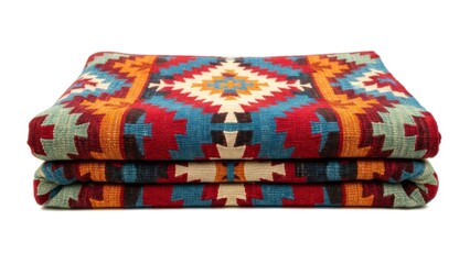 Folded colorful kilim rug with geometric pattern