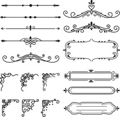 Obraz premium Elegant black ornamental dividers flourishes and frames collection for design projects