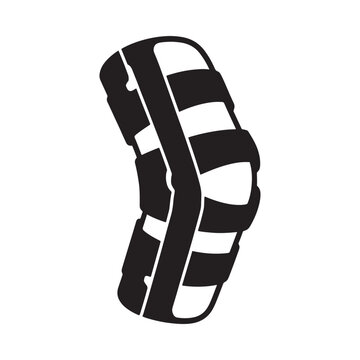 A simple black and white illustration of a knee brace for support