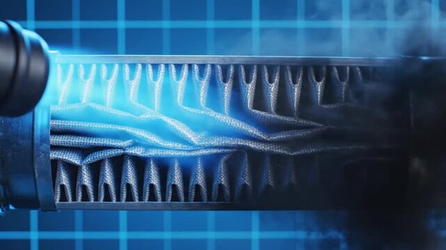 A video showcasing a jet engine producing a large amount of smoke and flames in a testing facility