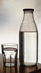Glass of water and bottle showing hydration