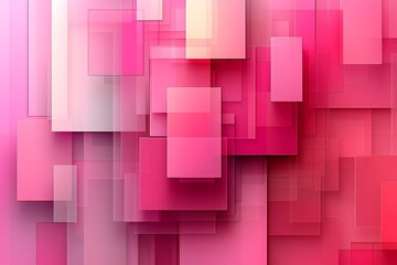 Layered translucent pink and red squares creating a modern geometric pattern with depth