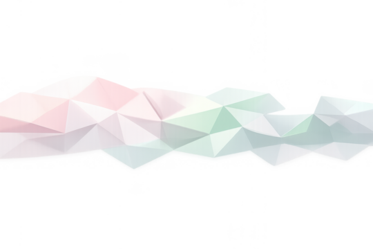 Geometric abstract low poly crystal mountains banner with pastel colors and faceted shapes on transparent background - Powered by Adobe