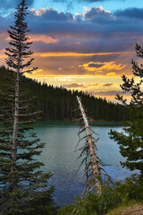 Orange Skies Over Devils Lake in Oregon