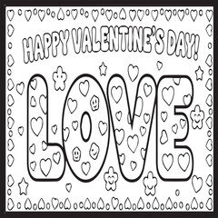 Fototapeta premium Valentine 90's Love Coloring Pages