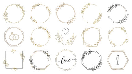Collection of elegant floral wedding frames and borders with love themes with heart and romance and engagement and marriage and valentine © Shovon