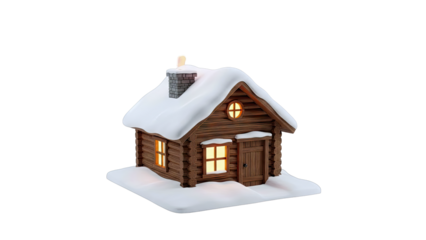 Cozy Log Cabin in Snow