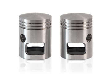 Motorcycle engine piston isolated on white background.