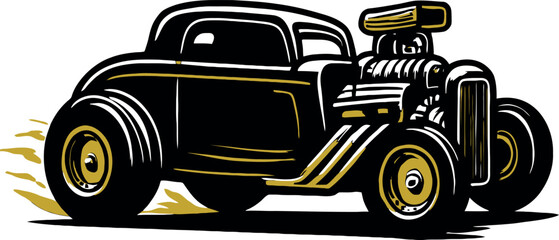 Hot Rod Car Vector Classic Muscle Vintage Art