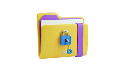 Secured Folder Icon with Lock and Key