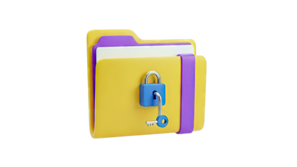 Secured Folder Icon with Lock and Key