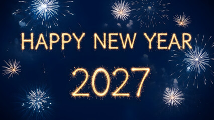 Happy new year 2027 celebration with fireworks display
