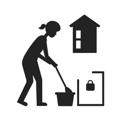 Cozy Bathroom Floor Cleaning And Maintenance Silhouette