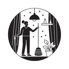 Cozy Bathroom Shower Cleaning And Hygiene Silhouette