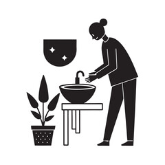 Cozy Bathroom Sink Cleaning And Maintenance Silhouette