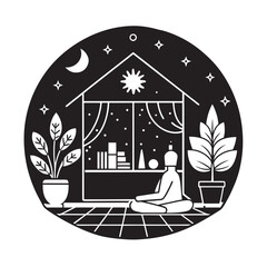 Cozy Home Interior Relaxation Moment Silhouette