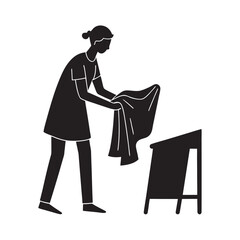 Cozy Home Laundry Folding Daily Routine Silhouette