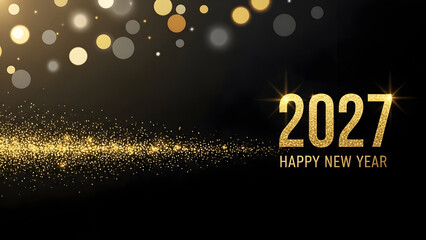 New year's eve celebration background with golden lights and 2027 text