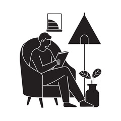 Cozy Reading Corner At Home Silhouette