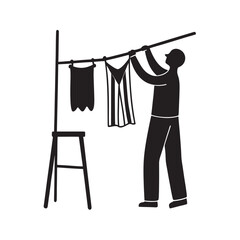 Hanging Laundry Cozy Home Daily Routine Silhouette