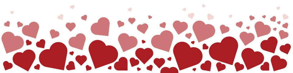 Valentines day hearts arrangement in red and pink conveying love and romance for festive celebrations greetings invitations promotions social media headers prints and seasonal messaging