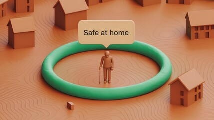 Elderly safety monitoring concept with geofencing and home protection technology