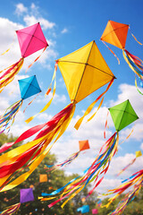 Colorful Kites Flying During Makar Sankranti Festival