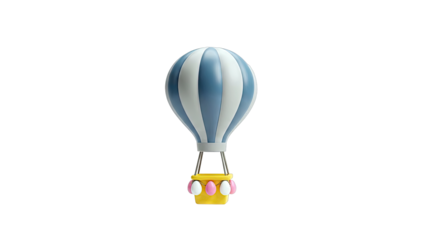 3D Hot Air Balloon Floating on White Background