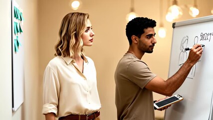 Collaboration in a creative workspace with brainstorming and planning activities in progress