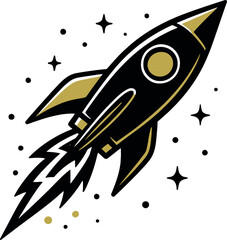 Rocket Vector Space Ship Launch Startup Logo Art