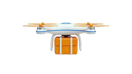 Drone delivering an orange package