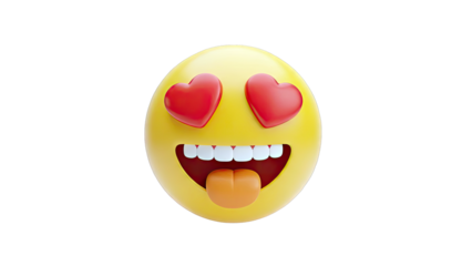 Emoji with Heart Eyes and Tongue Out on White