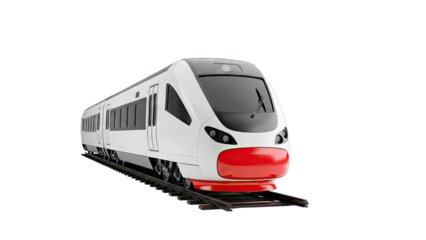 Modern High-Speed Train on Tracks