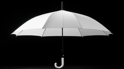 White umbrella, open, black background, studio shot, weather protection