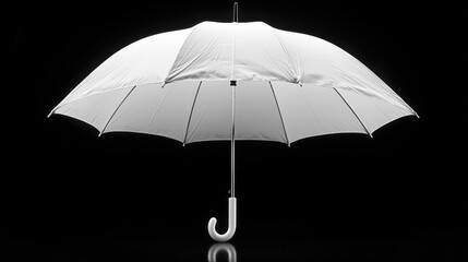 White umbrella isolated on black background; protection from rain